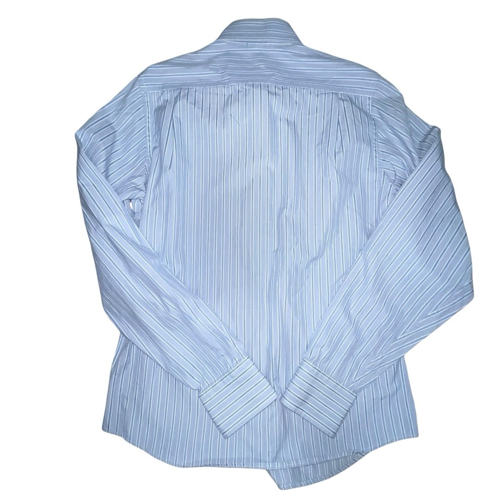 Abercrombie Fitch Mens Blue‎ White Stripe Muscle Fit Button Down Shirt L Moose - Picture 3 of 9
